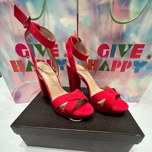 BCBGMaxAzria RED SUEDE SANDALS MADE IN ITALY